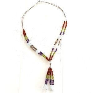 Multi-Color Beaded Tassel Necklace - Women Jewelry